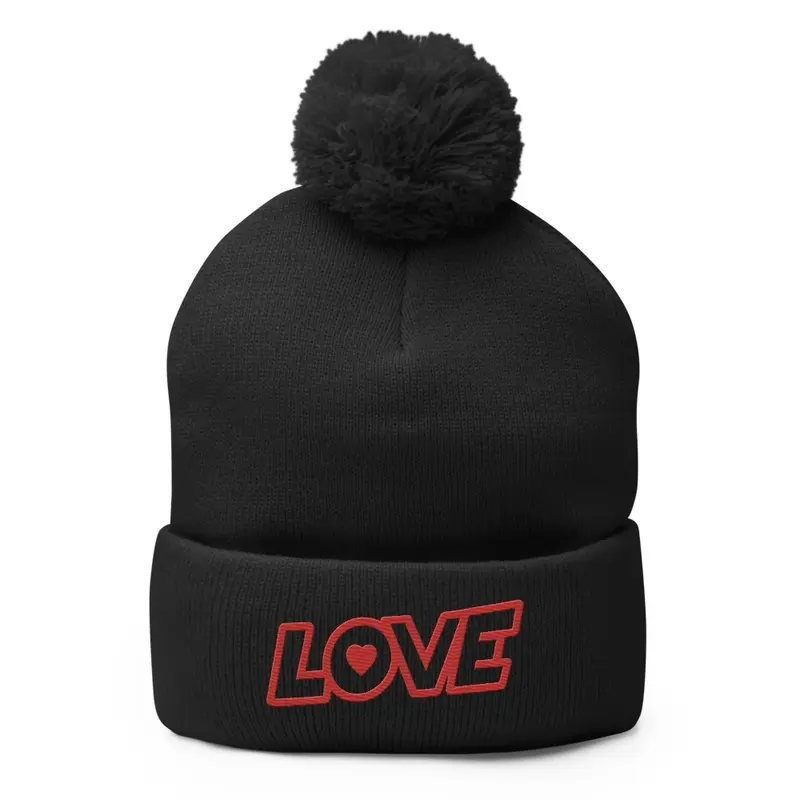  “Love” pom pom beanie