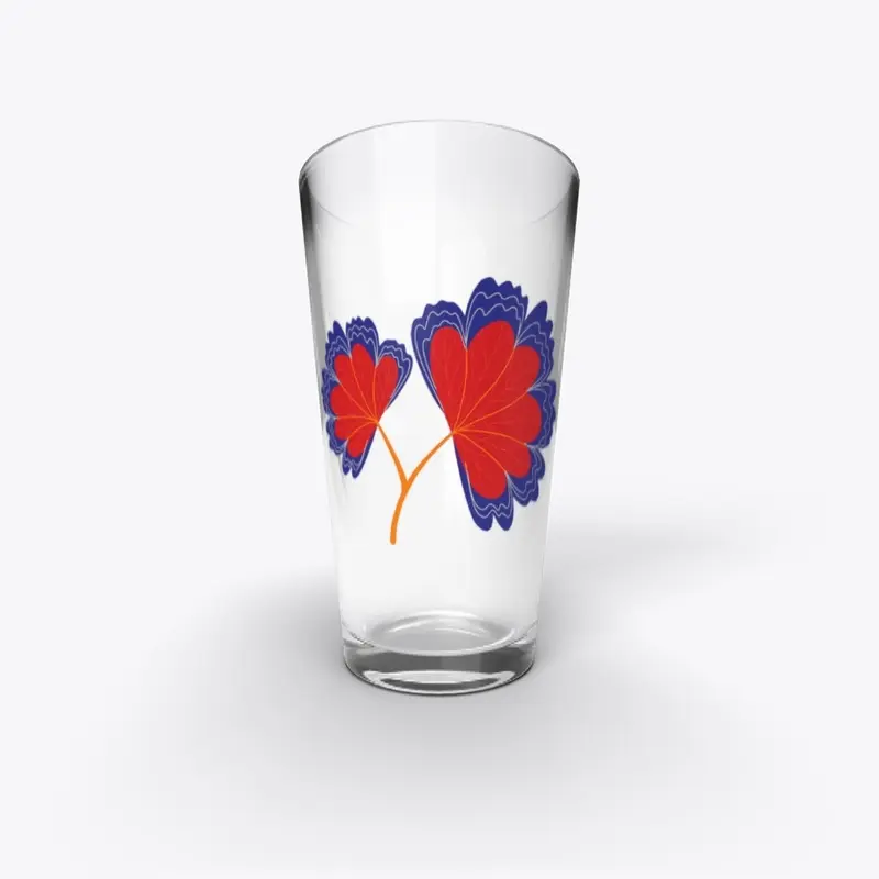 Blue and Red Leaves Pint Glass